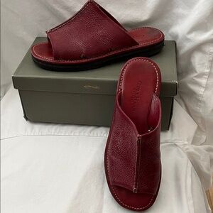 Cole Haan Burgundy Leather Slide Sandals